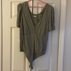 Polka dot Smocked bodysuit with front button closure